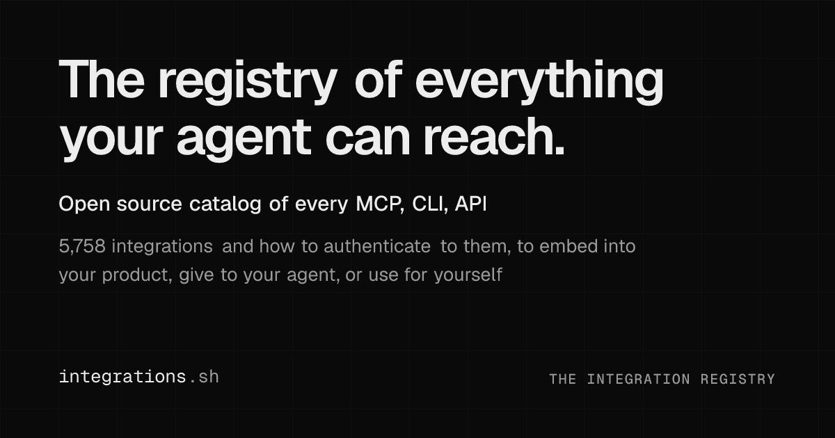 integrations.sh — every integration, in every format agents speak